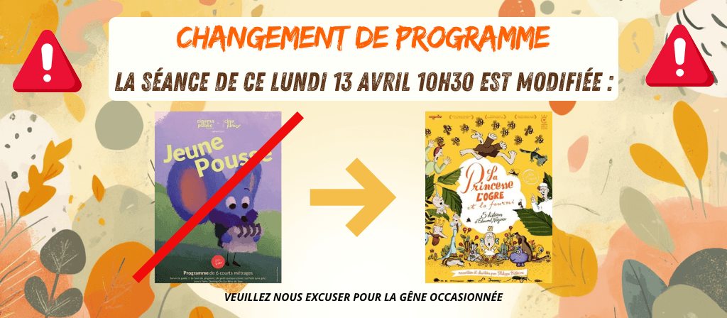 actualité CHANGEMENT DE PROGRAMME JEUNESSE - LUNDI 10H30